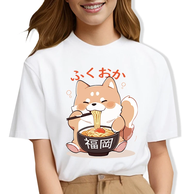 Shiba Inu t shirt donna giapponese top tee girl harajuku anime cartoon dog magliette donna estate o-collo manica corta abbigliamento