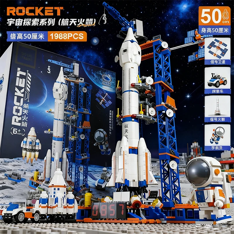 

Giant Manned Rocket Building Blocks Set with Space City Construction and Astronaut Kids Assembly Toy Christmas Birthday Gift