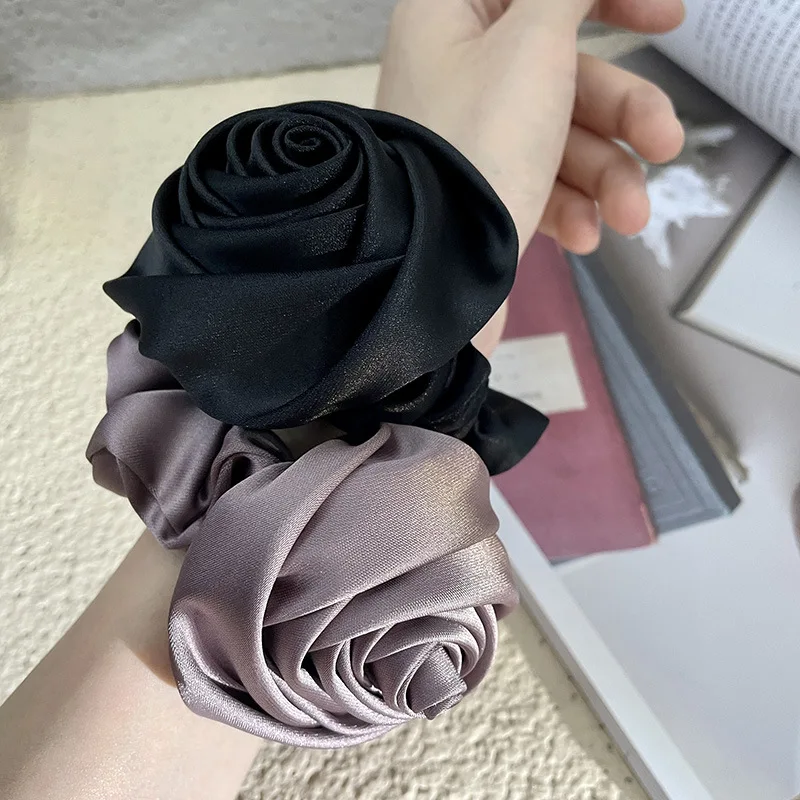 Statement Fashion Ribbon Rose Hair Jewelry Accessories For Female Personality New Big Grey Black