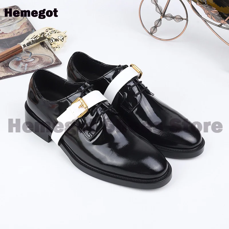 Buckle Design Men's Shoes British Style Breathable Casual Shoes Office Business Leather Shoes Colorful Buckle Strap Men's Shoes