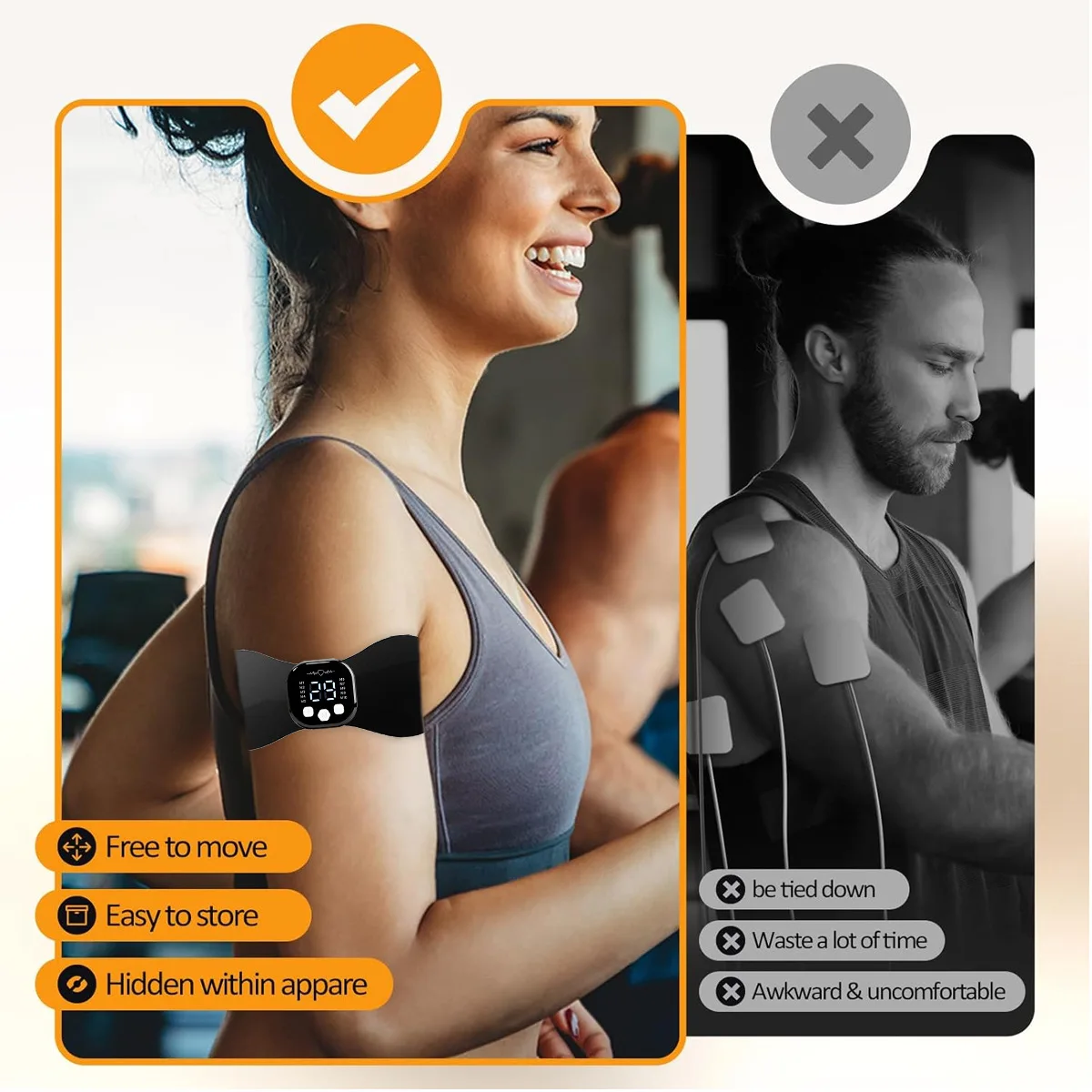 Wireless EMS Muscle Stimulator TENS Machine - Remote Control 10-Mode 29-Level Mini Massage Patch For Body Pain Relief