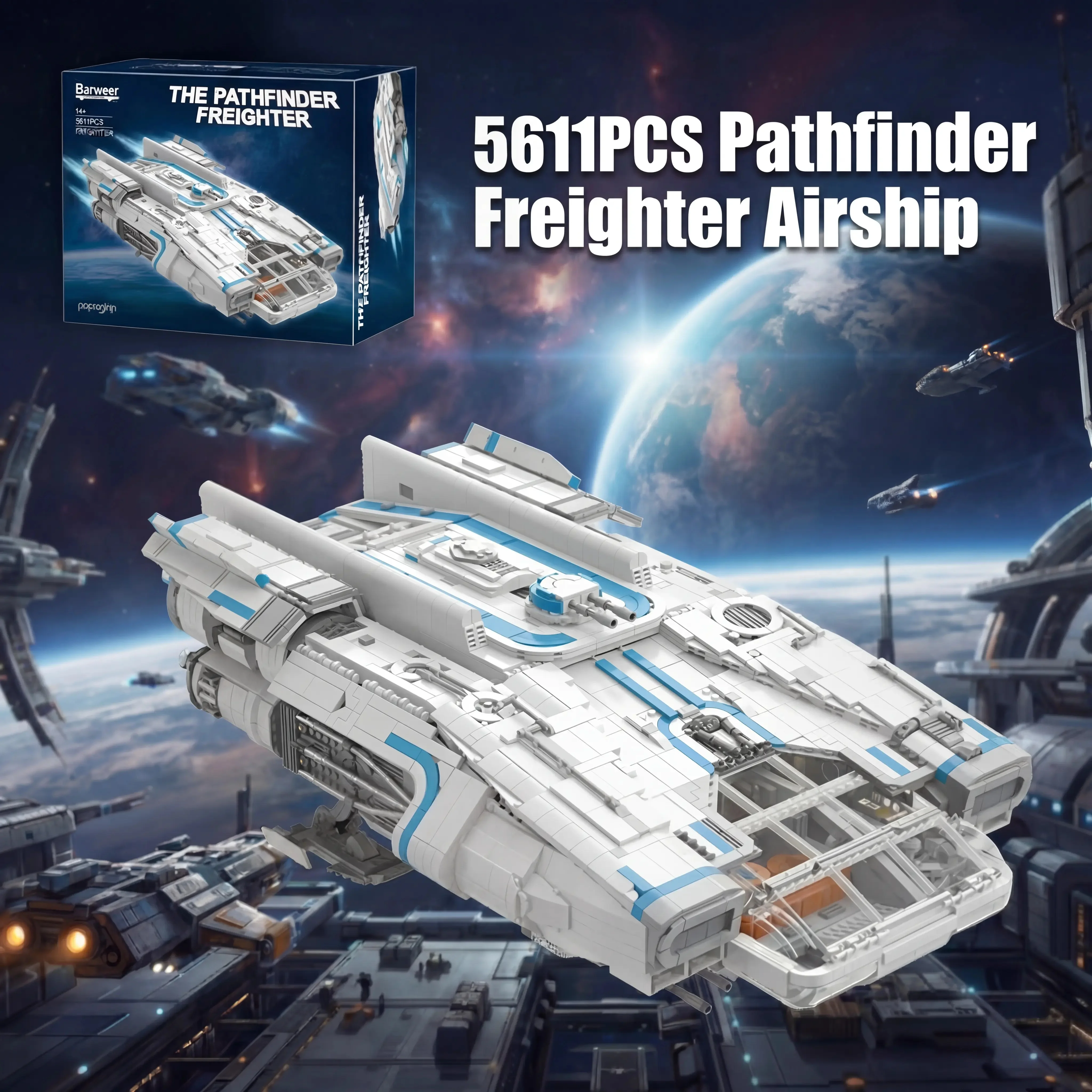 Space War Pathfinder Freighter Airship Building Blocks Movie Aircraft Modular Assembly Model Creative Toy Collect Gift 5611PCS