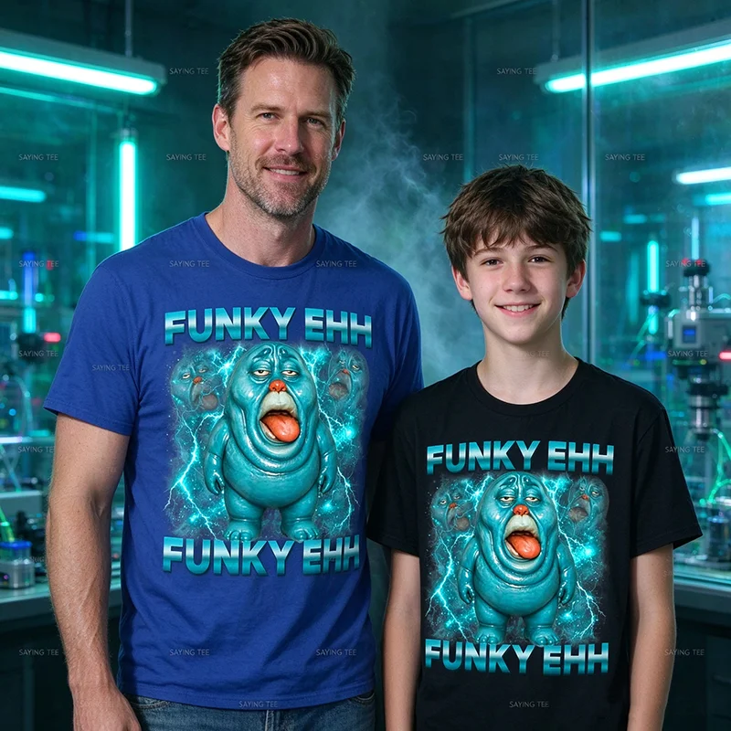 Funky Ehh Weird Glossy Blue Blob Viral Brainrot Meme T Shirt Y2k Funny Aesthetic Clothes Soft Cotton Short Sleeve Tee Shirt Gift