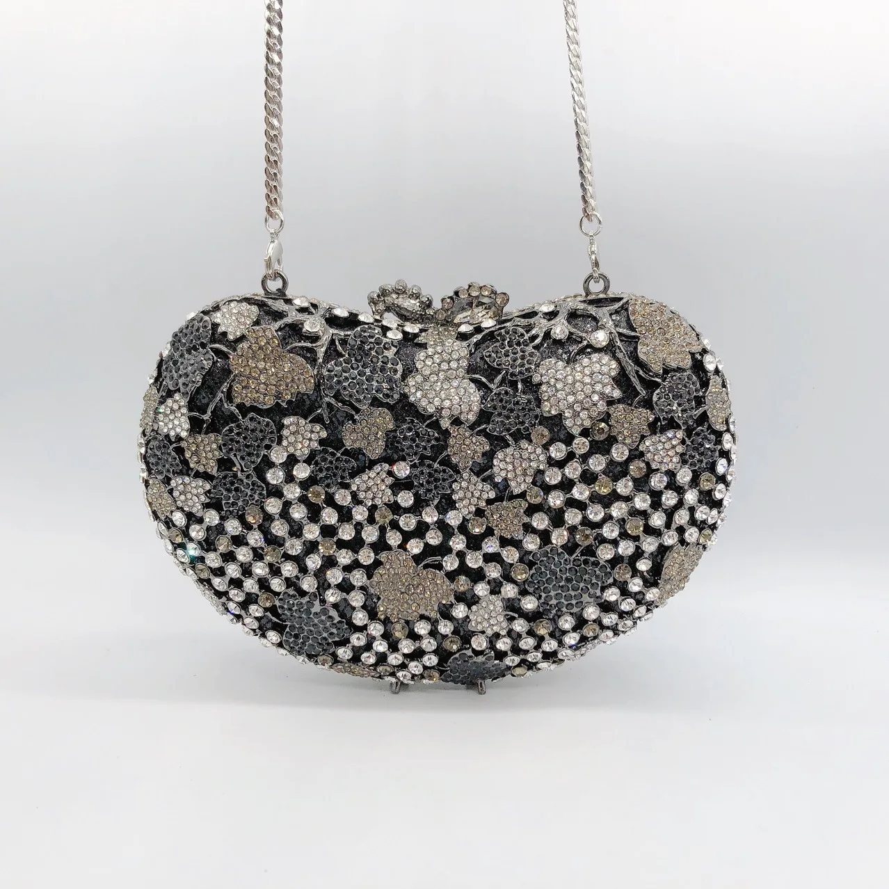 حقيبة عشاء ماسية من أوراق العنب، حقيبة الكاجو، حقيبة يد من حجر الراين، حقيبة يد