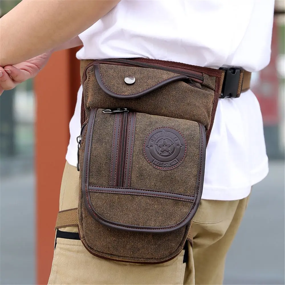 

Men Canvas Waist Drop Leg Bag Thigh Pouch Hip Belt Fanny Pack for Travel Hiking Riding Motorcycle Shoulder Bags