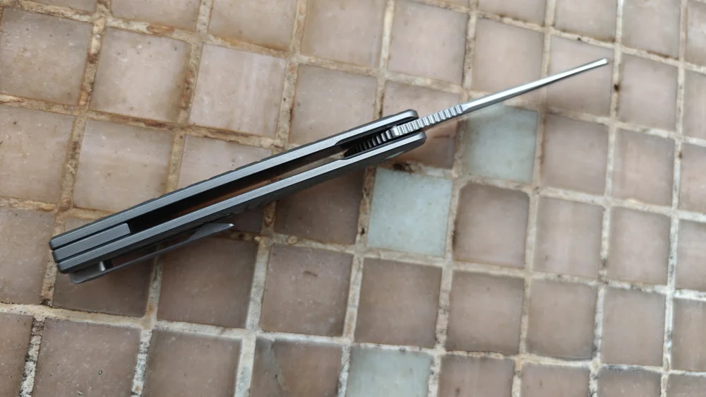 JUFULE براون اللحاء XL الجبهة زعنفة التيتانيوم 154 سنتيمتر الصلب السيراميك محامل جيب EDC أداة التخييم الصيد في الهواء الطلق سكين للفرد