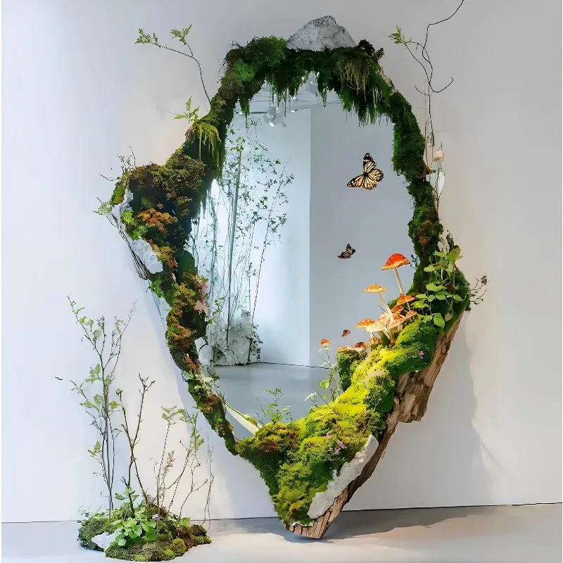 

Зеркало-часы с имитацией мха и растений для создания микроландшафта, полноразмерное, в стиле интернет-знаменитости Чэнь.