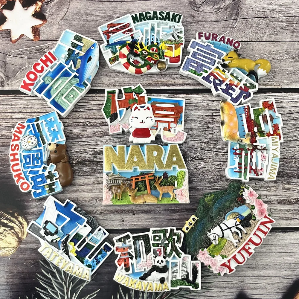 Imán 3D para Refrigerador de la Serie Regional de Ciudades de Japón, Recuerdo de Resina con Lugares Emblemáticos Japoneses, Regalo Coleccionable de Viaje