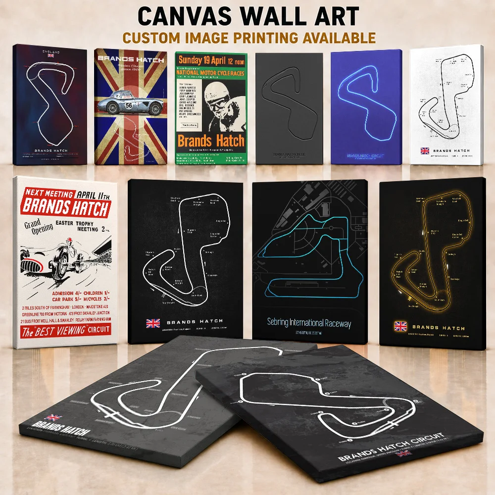 Brands Hatch Framed Canvas Print Poster Personalized Photo Dynamic Route Graphic Design Wall Art Suited For Entertainment Room