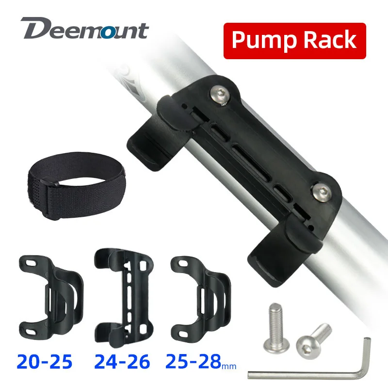 Bicycle Pump Bracket Holder W Hook Loop Strap Fixation Bike Inflator Stand Rack 20-28mm Dia. Pump Fits