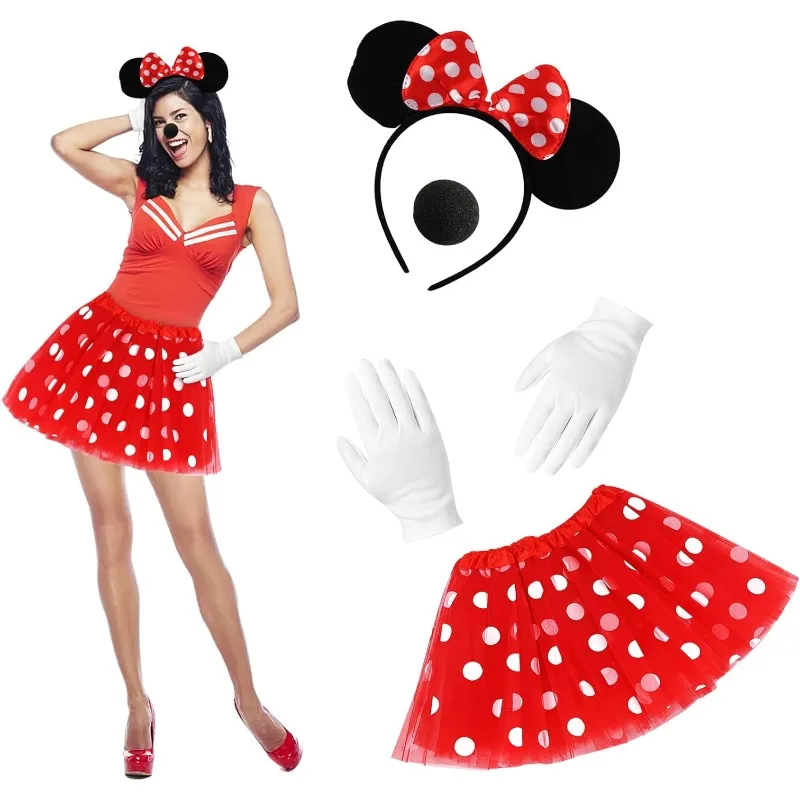

Mouse Anime Cartoon Dress Birthday Party Headbands gloves nose skirt Cosplay Costume Dance Ball Gaming Clothing Christmas