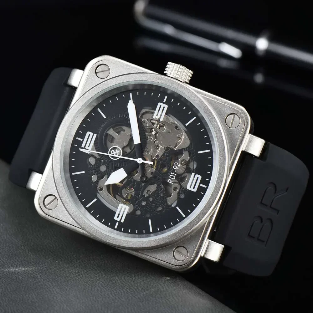TOP AAA Original BR Brand Watches for Mens Fashion Sport Square Automatic Mechanical WristWatch New Business Simple Square Clock