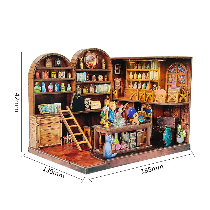 Kits de construction miniatures en bois, bricolage, potion magique, maisons de poupée de laboratoire avec meubles, maisons de poupée pour amis, cadeaux d'anniversaire