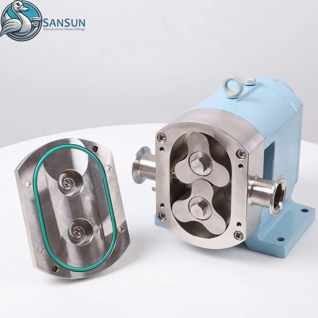 Sanitary Positive Displacement Rotary Lobe Pump With Gear Reducer Motor