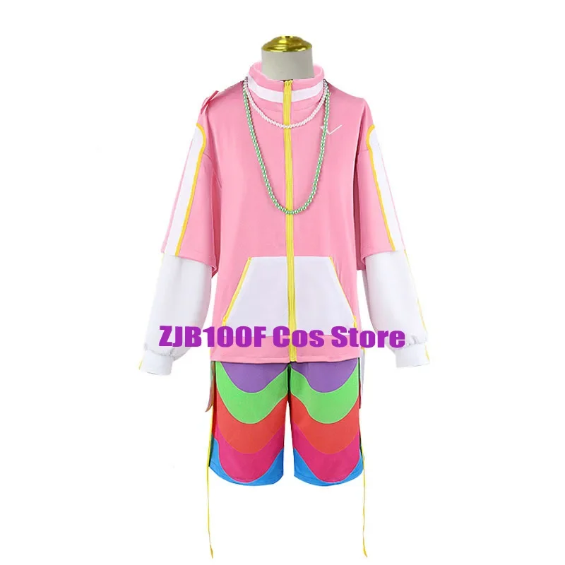 Kantaro Misuji Cosplay Anime Paradox Live Costume VISTY Pink Uniform Coat Shorts Necklace Halloween Party Props for Women Men