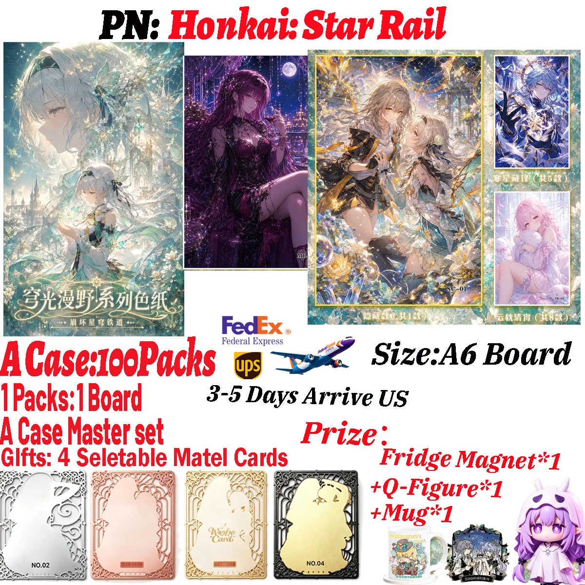 Anime Waifu A6 Acrylic Board Shiguangji Honkai Star Rail Firefly Kafka Color Paper Mystery Booster Box Hobby Collectible Gift