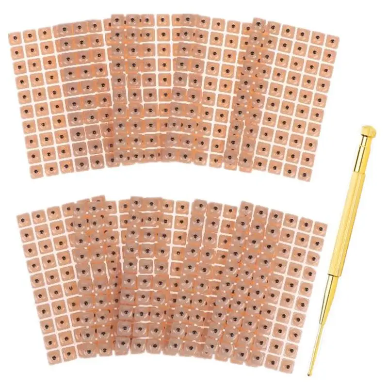 600 Patches Ohrpflege Rote Bianstein Ohrakupunktur-Massagetherapie Nadel-Patch-Samen-Aufkleber Aurikulotherapie-Set – Detail 7