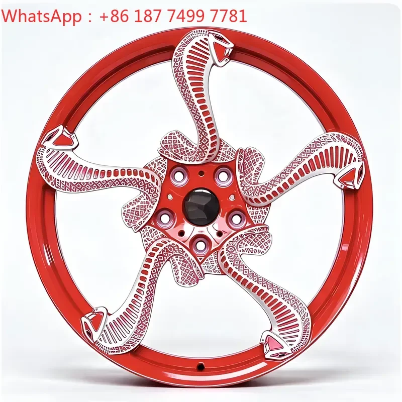 Custom 18 19 20 22 Inch Forged Wheels 5x112 5x120 5 Lug Cobra Snake Design Red Directional Alloy Rim for Muscle Sports Show