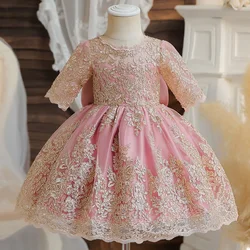 Baby Girl Luxury Dress for 1 Year Christening Embroidery Gown New Toddler Girl Birthday Party Dress Princess Infant Dresses 1-5Y