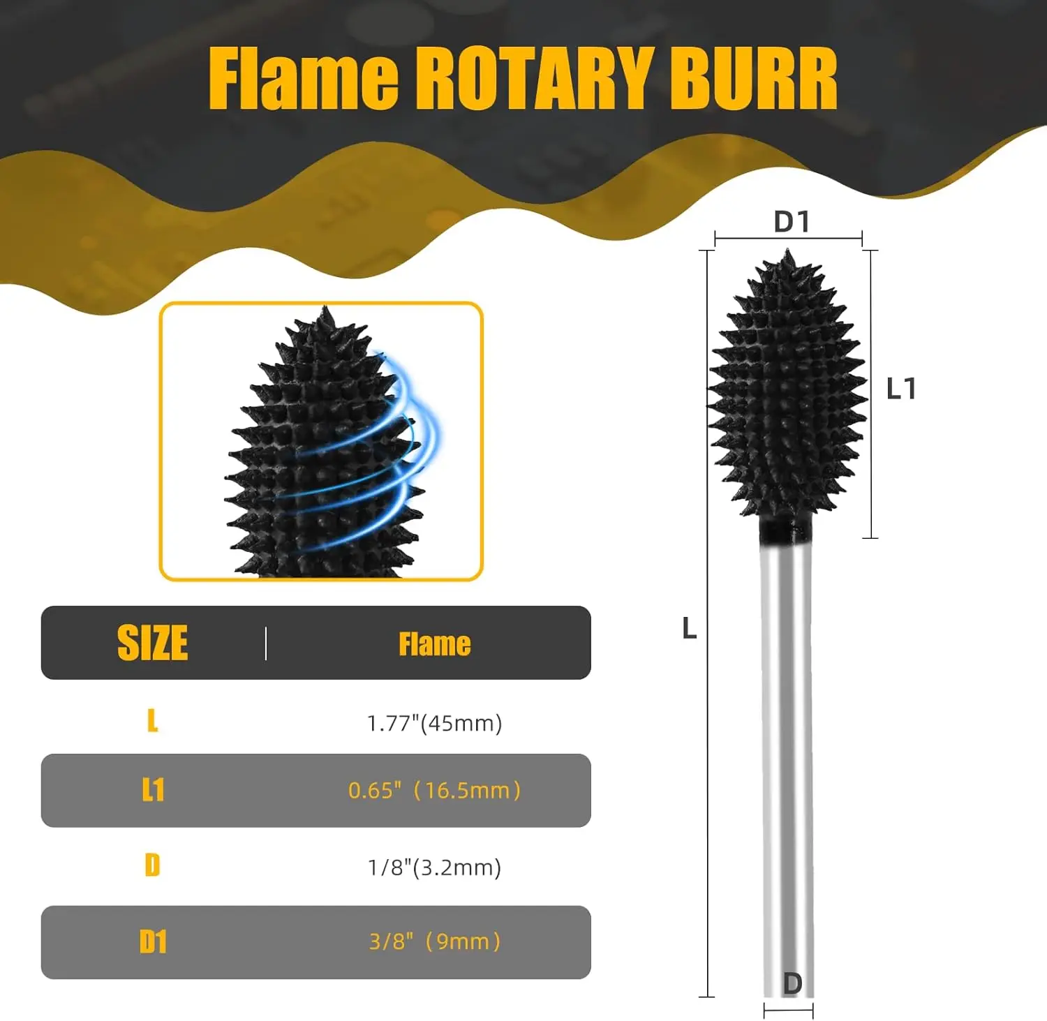 CAELUM Rotary Burr Wood Carving 1/8