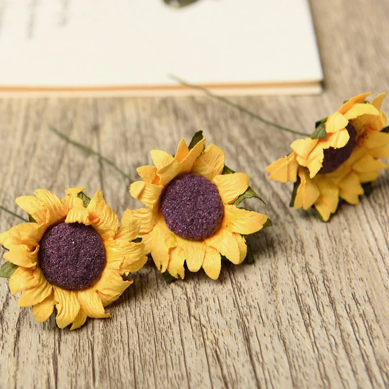 Kleine gefälschte Simulations-Sonnenblumen, kleine gefälschte Seiden-Sonnenblumen, künstliche gelbe Blumen, groß für Bastelarbeiten, Partys, Hochzeiten, Herbst und Zuhause