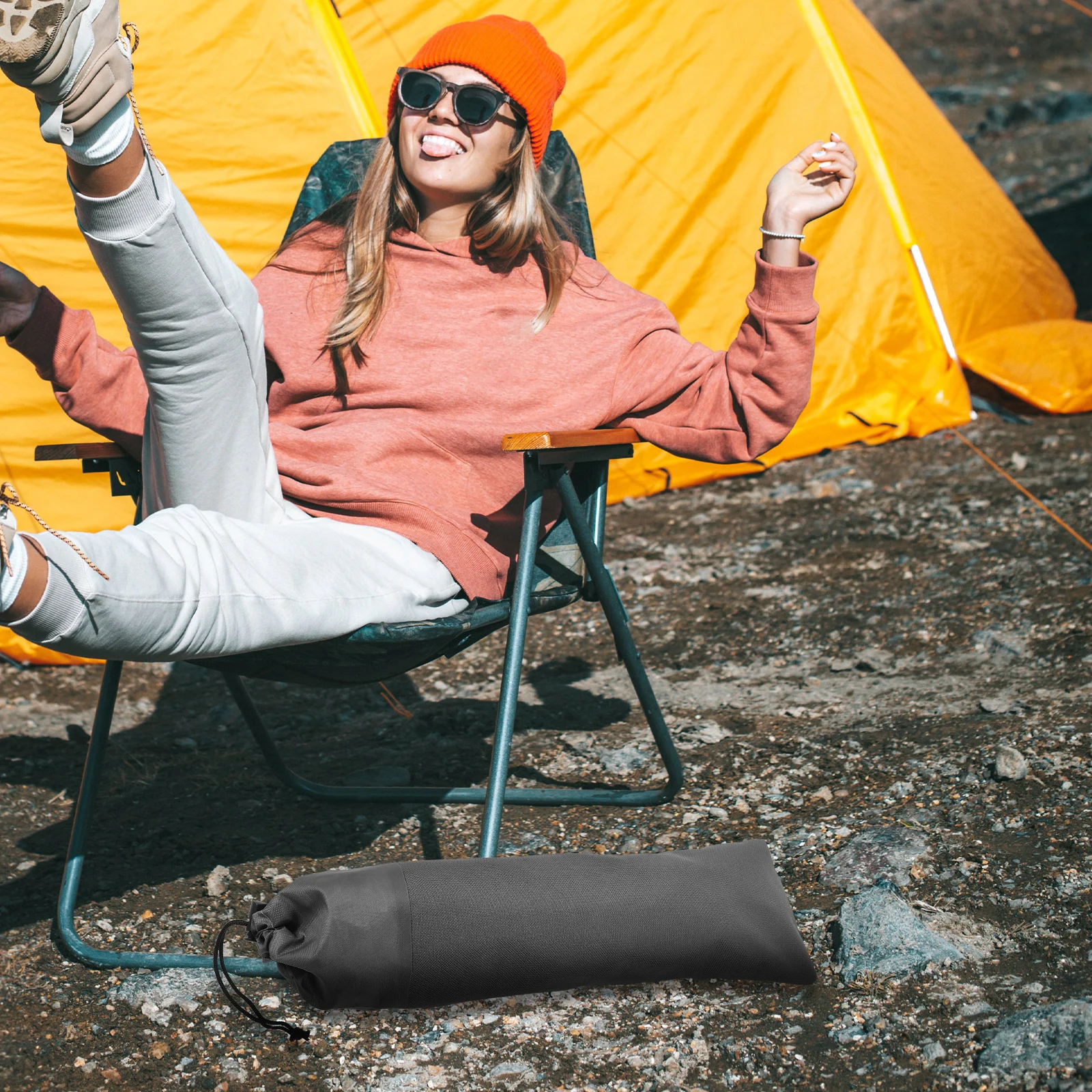 

2pcs Tent Pegs Storage Bag for 40cm Ground Nails Camping Canopy Durable Oxford Wind Rope Buckle Tool Organizer
