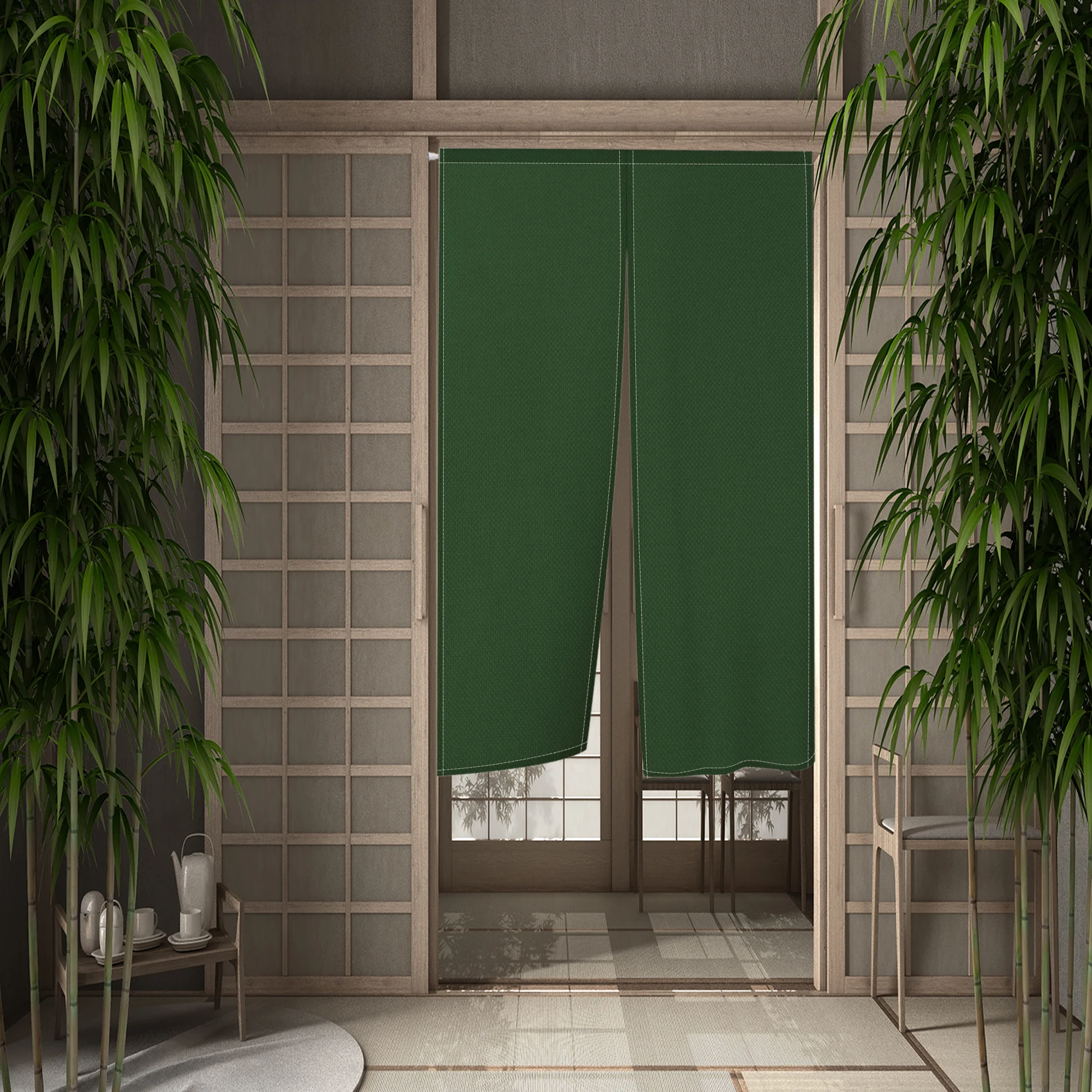 Modern Solid Color Gradient Japanese Door Curtain for Kitchen Bedroom Doorway Decor Drapes Entrance Partition Hanging Curtain