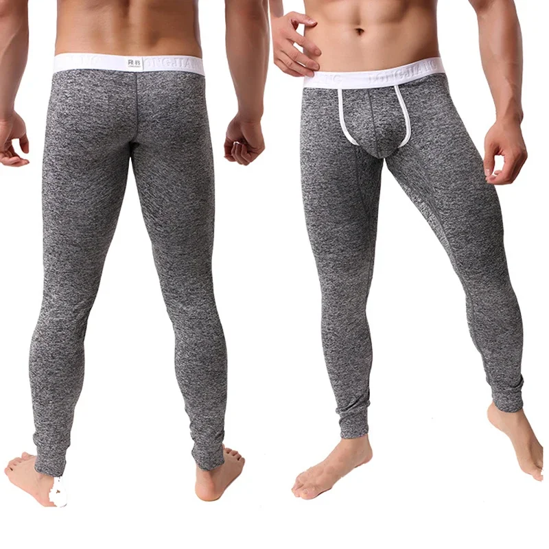 Men's Long Johns Thermal Cotton Pants Leggings, Man Warm Underwear, Compression Bottom Underpants for Man