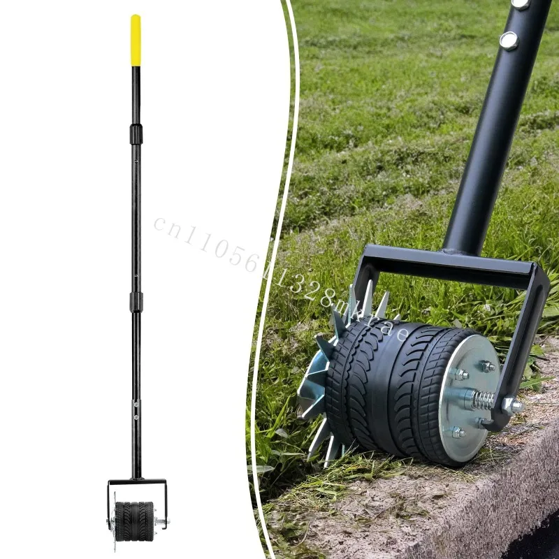 

New manual rotary edger tool with extra-wide rubber wheel edger lawn tool for landscaping sidewalks and driveways