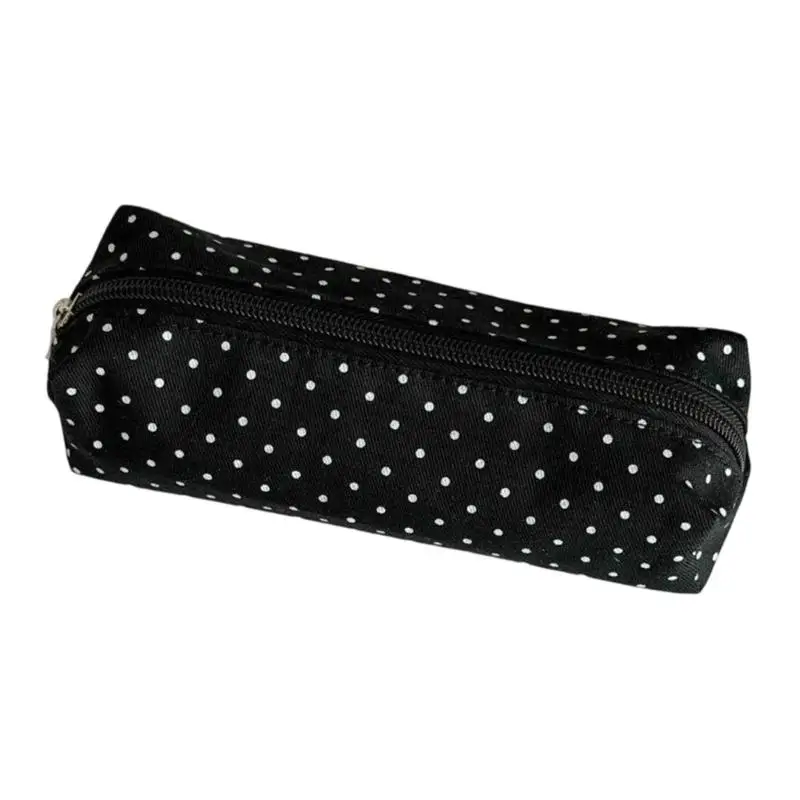 31BA Dotted Print Pencil Case for Pens and Pencils, Canvas Zippered Closure for Student Classroom and Library