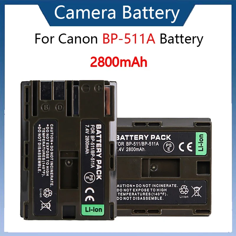 

2800mAh BP-511A BP511 BP 511A Camera Battery for Canon G6 G5 G3 G2 G1 EOS 300D 50D 40D 30D 20D 5D Digital Battery