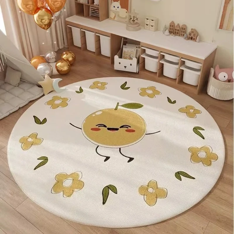 Cute Color Round Carpet Simple Living Room Floor Mat Easy To Clean Sofa Rug Chair Mat Soft Children's Room Ground Mat Gift