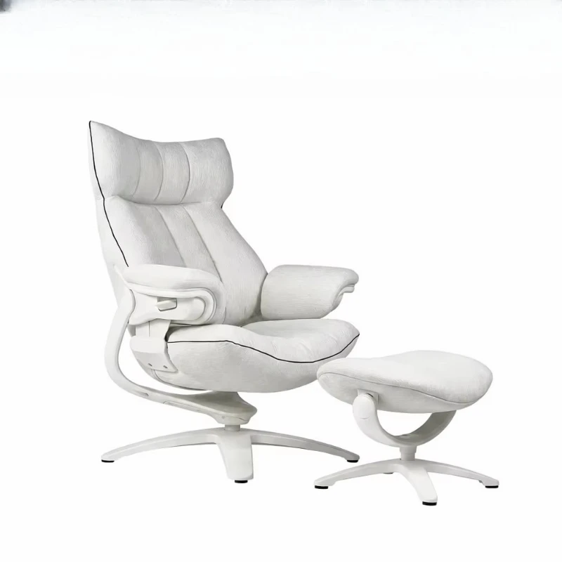 New luxury leather rocking chair with ottoman, ergonomic revolving recliner for living room