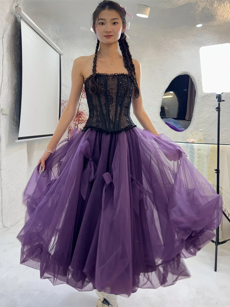 TIYIHAILEY New Mesh Women Autumn Spring Long Maxi Skirts High Quality Ball Gown Skirt Big Hem Custom Made Skirts 2026 New