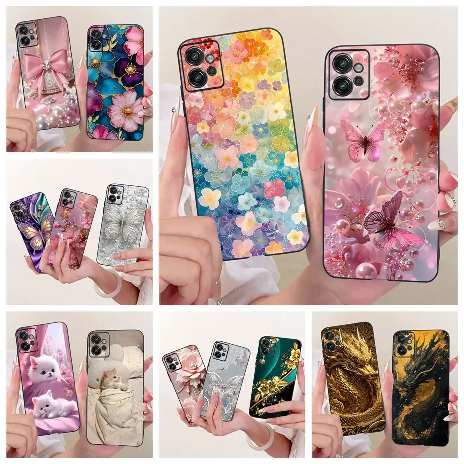 Funda para Motorola Moto G32 XT2235-2 XT2235-3, nueva funda de TPU suave con diseño de flores y mariposas pintadas para Moto G32 MotoG32