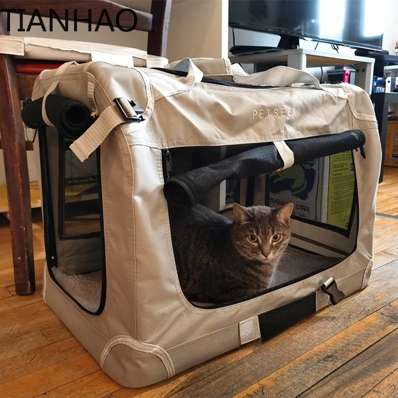 Portable Cat Bag Extra Large Travel Cat Bag Pet Car Box Folding Pet Bag for Going Out Large Capacity Dog ​​and Cat Cage