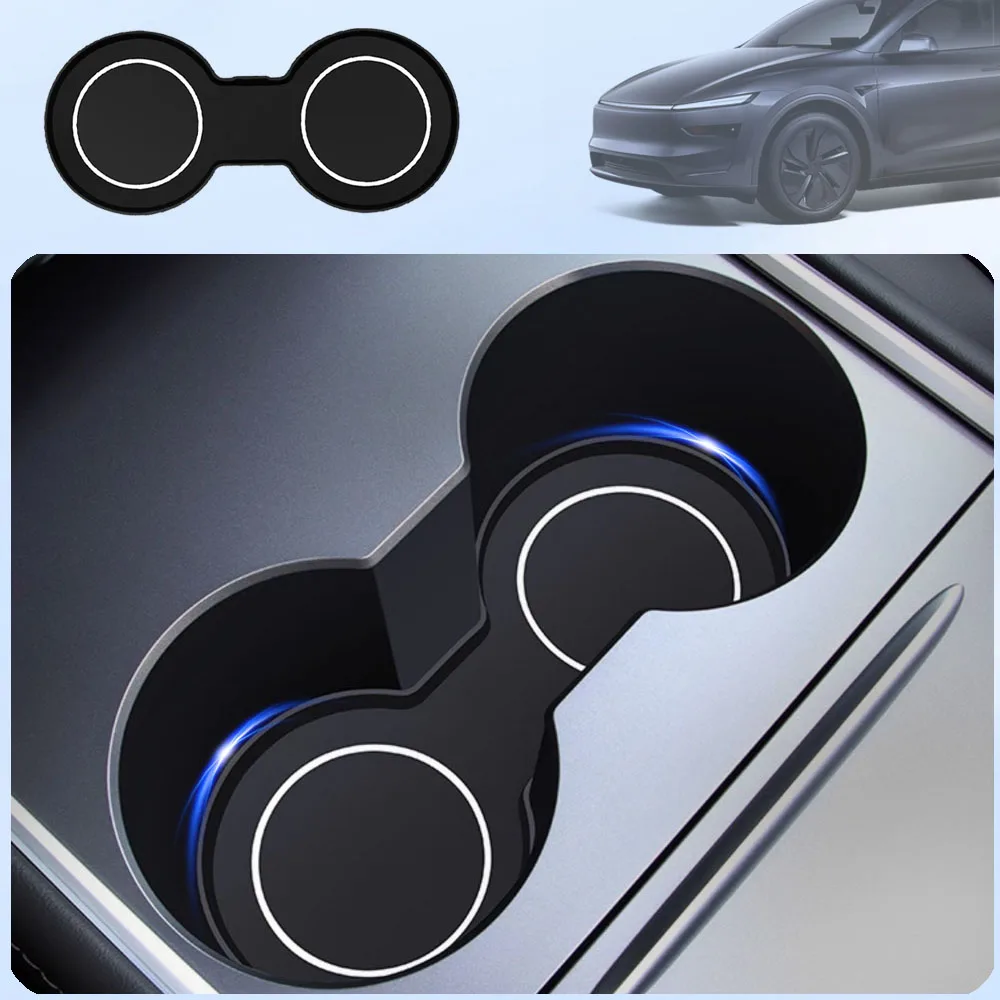 For Tesla Model Y Juniper Cup Holder Insert 2025 2026 Model 3 Highland Center Console Cup Coaster Pads Model 3 Model Y Accessory