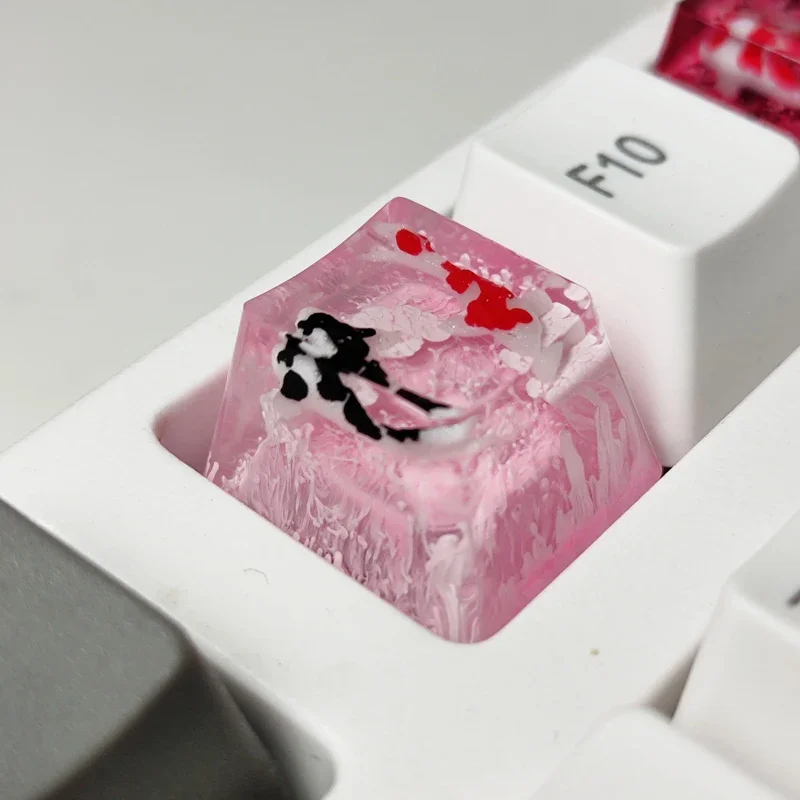 Scenery Koi Fish Backlit Keycaps Translucent Handmade Keycaps Custom Resin 1U Cherry Mx Switch Gaming Mechanical Keyboard