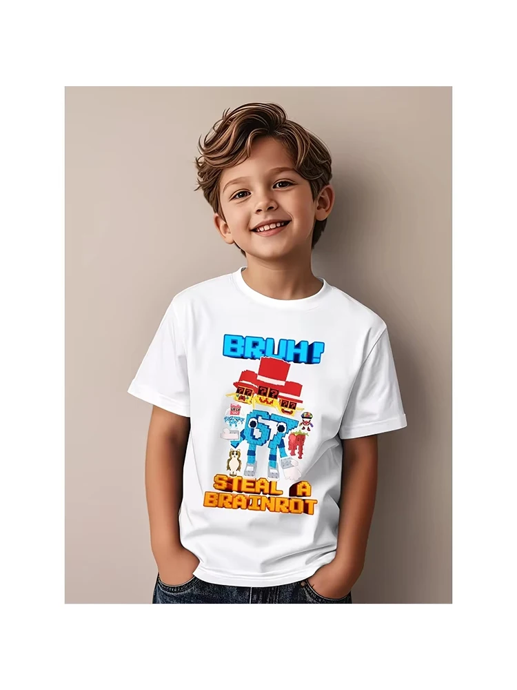 

Kids 67 Themed Colorful Print T-Shirt, Soft Cotton Fabric, Breathable and Comfortable, Ideal for Toddlers and Childrendf0283