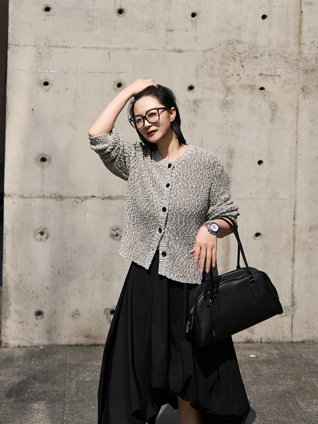 

Tofod Minimalist Knitted Cardigan Coat Big Belly Yarn round Neck Open Front Cotton Blend Soft Loose Fit Long Sleeve Color