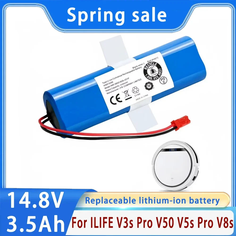 Genuine 14.8V Lithium Battery 3500mAh for ILIFE V3s Pro V50 V5s Pro V8s X750 Vacuum Cleaner-High Capacity and Long-lasting Power