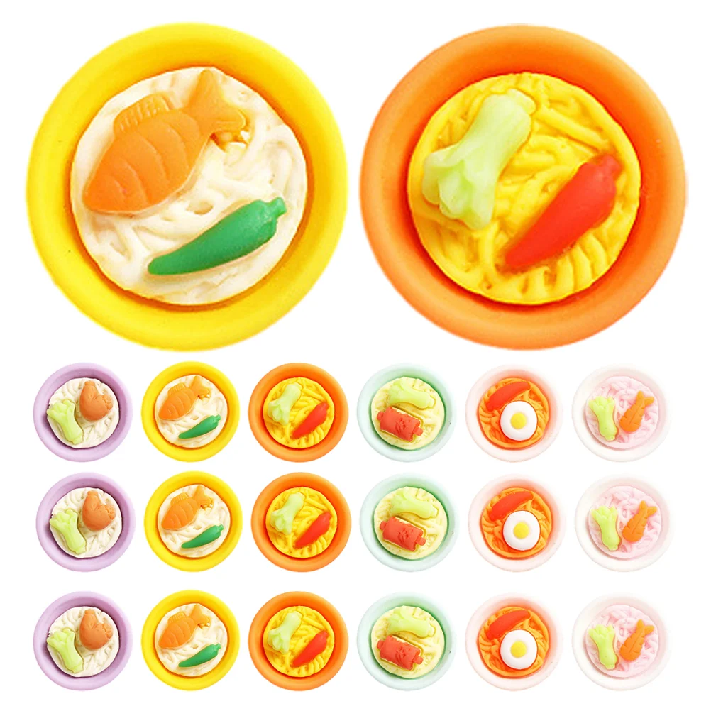 

20pcs Miniature Bowl Noodles Simulated Edible Toy Decor for House Tiny Snack Model Resin Craft Smooth Exquisite