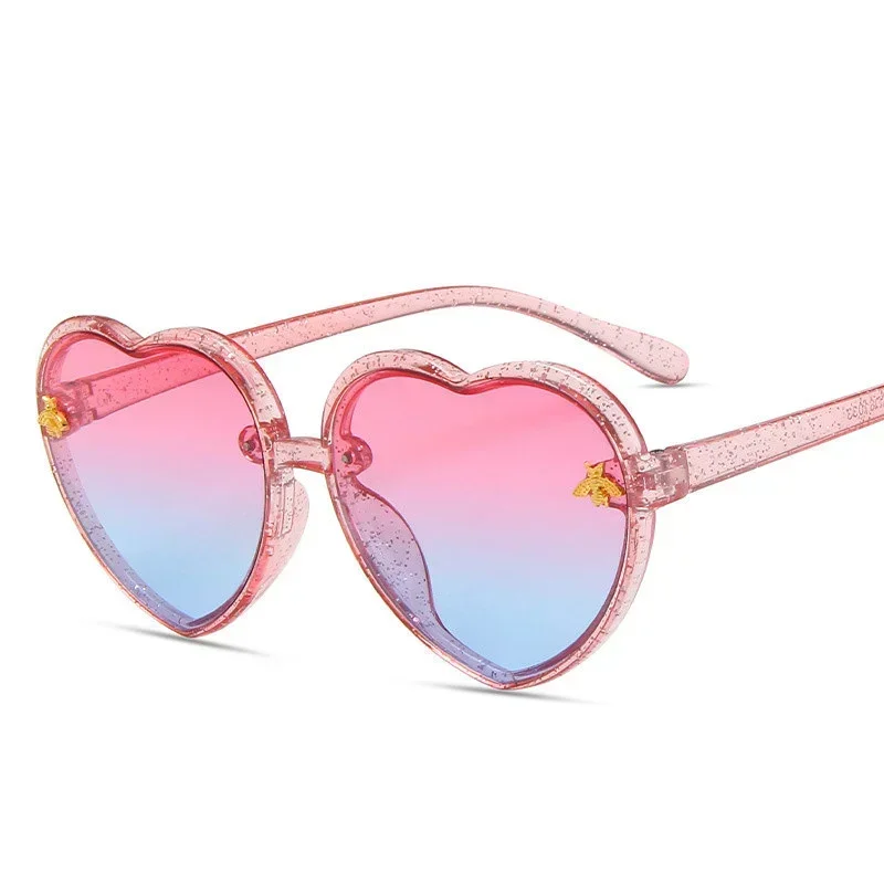 Gafas de sol con forma de corazón para niños y niñas, lentes de sol Retro de dibujos animados, color rosa, UV400