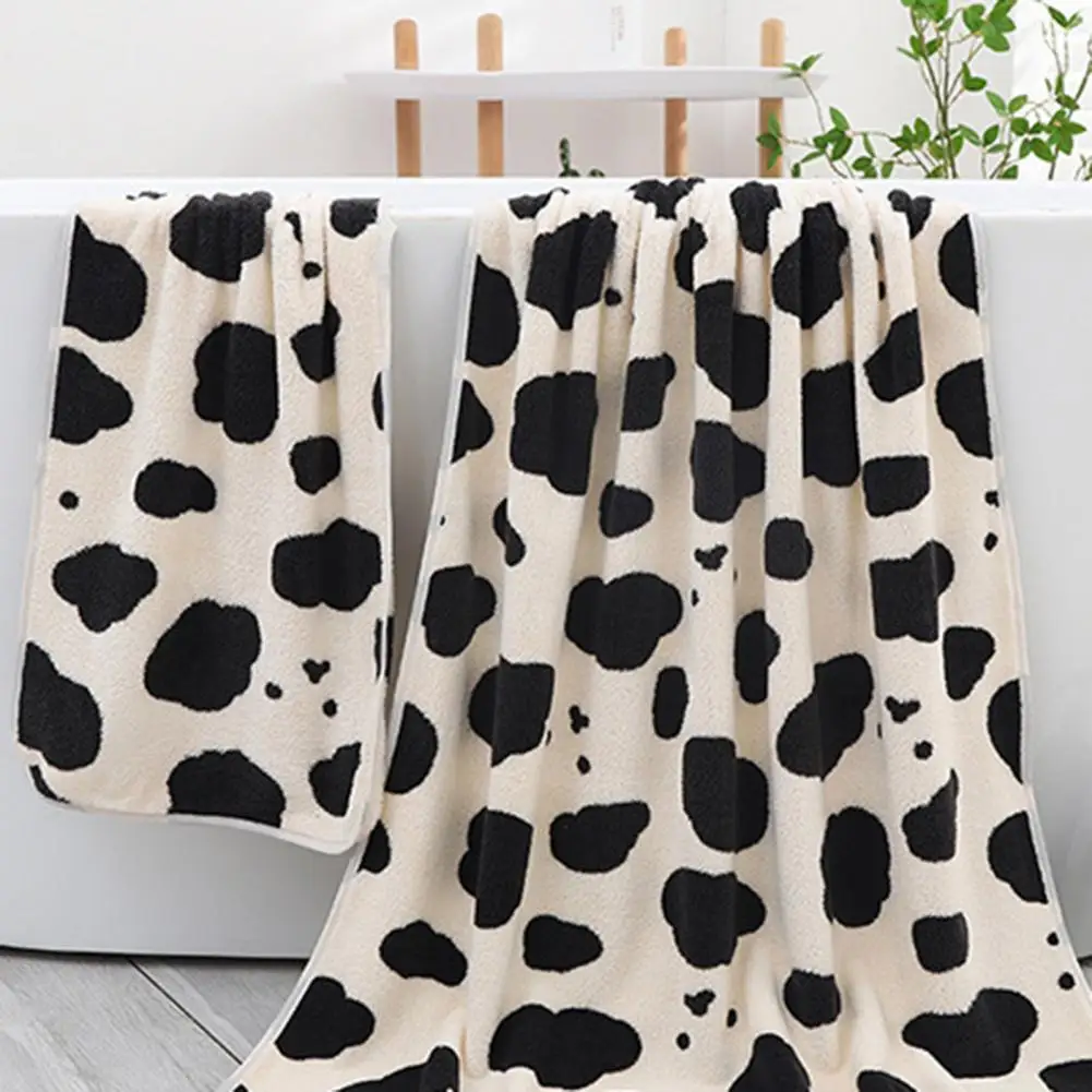 Lint-free Bath Towel Soft Cartoon Cow Print Bath Towel Set Lightweight Quick-drying Hand Towels Strong Water Absorbent Bathroom