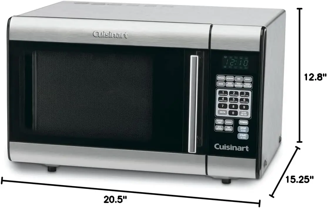 CMW-100 1-Cubic-Foot Stainless Steel Microwave Oven, Brushed Chrome Touchpad controls with LCD; 25 preprogrammed settings
