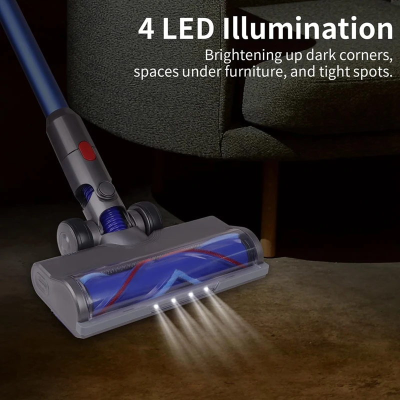 HOT！-For Dyson V7 V8 V10 V11 V15 Vacuum Hard Floor Attachment With LED Light V Shape Turbo Bristle Roller Brush Cleaner Head