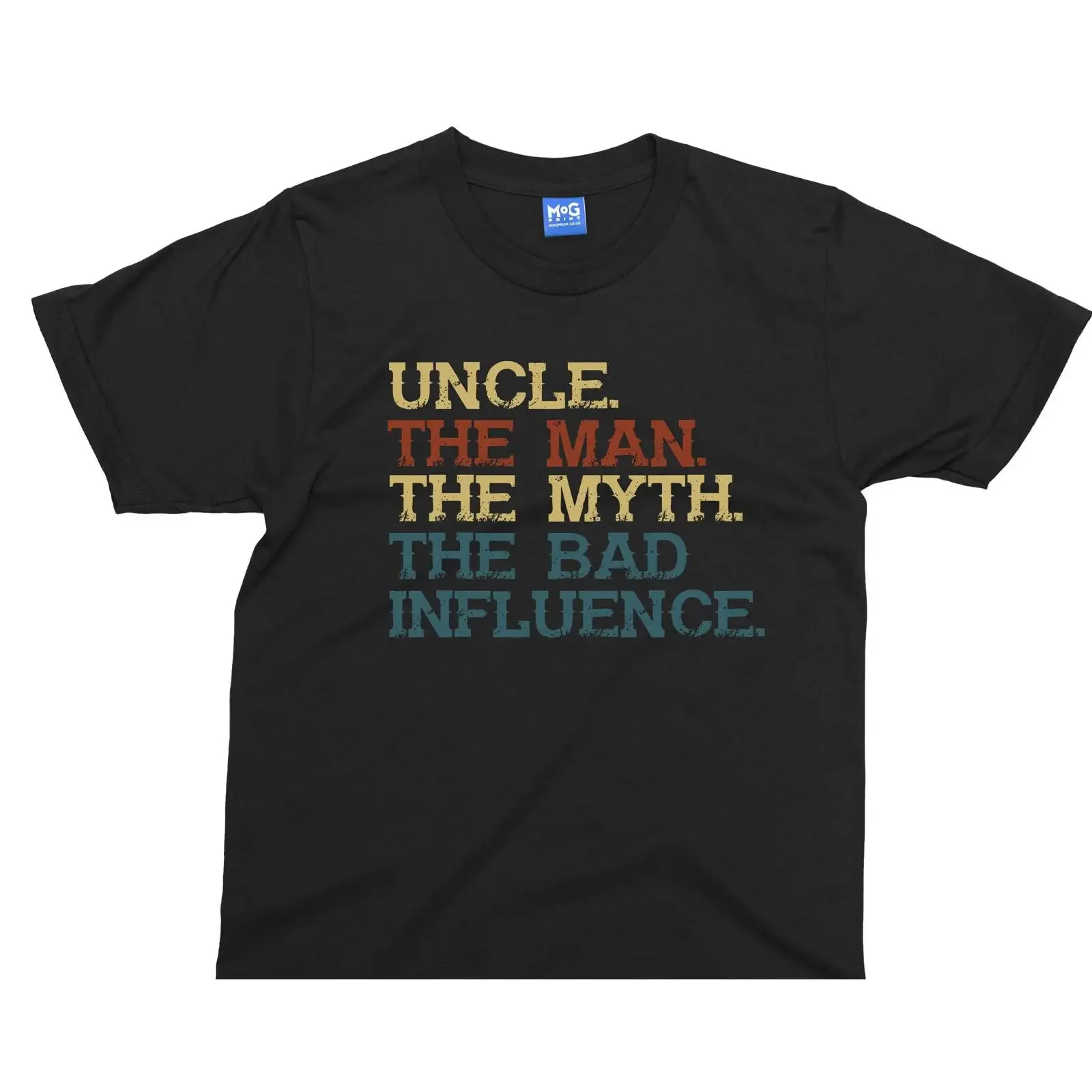 Uncle The Man Myth Bad Influence T Shirt Men's Funny Sarcastic Quote Retro Vintage Cotton Casual Top for s vintage Washed homme