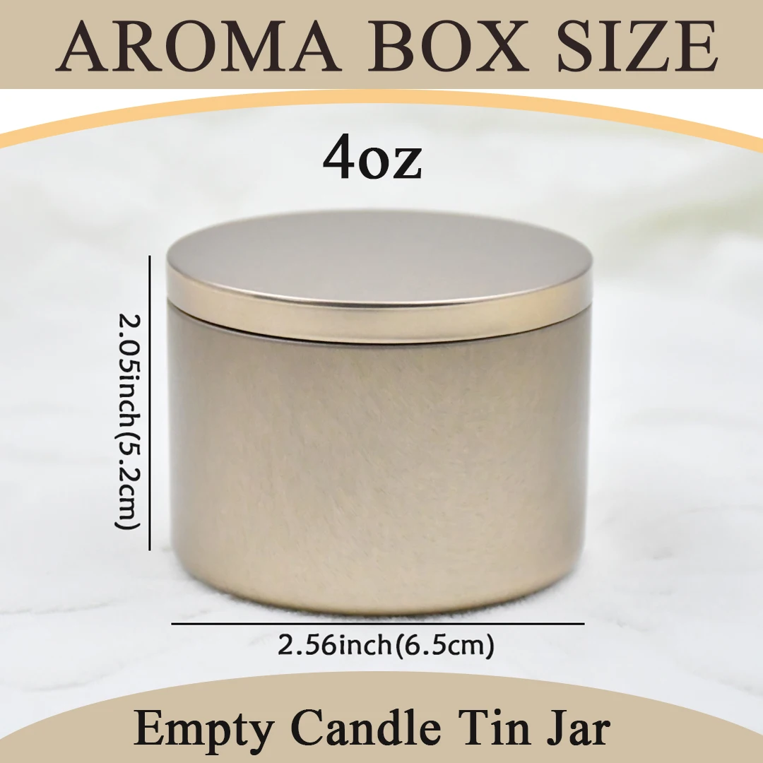 24pcs Champagne Golden 4oz/8oz Metal Candle Jars with Lid - Perfect for DIY Crafts, Storage and Holiday Gifts
