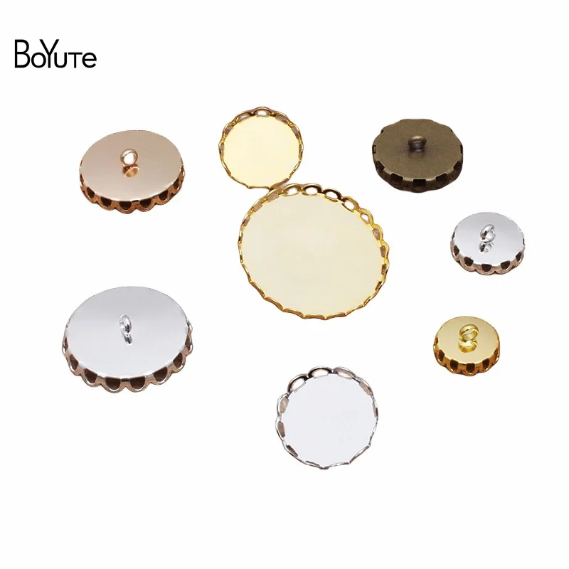 

BoYuTe Custom Made (200 Pieces/Lot) Fit 10-12-14-15-16-18-20-25MM Cabochon Blank Button Tray Base Diy Jewelry Findings