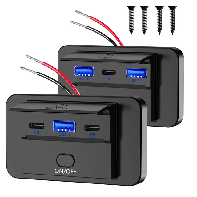 12V samochodowy adapter USB Panel gniazdowy do montażu na ścianie gniazdo szybkiego ładowania akcesoria do ładowarek samochodowych do autobusu samochodowego RV Truck